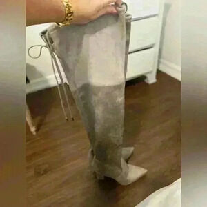 GUESS tan over the knee boots! Zip closure
